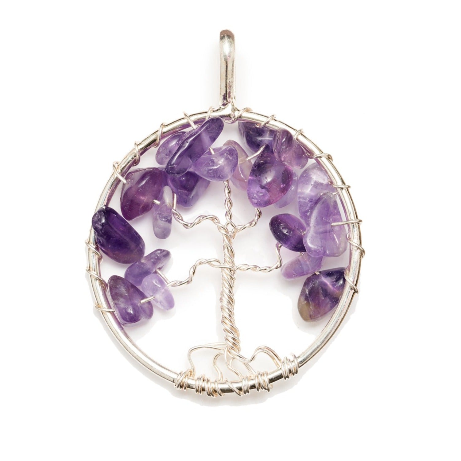 Amethyst Wire-Wrapped Pendant Necklace