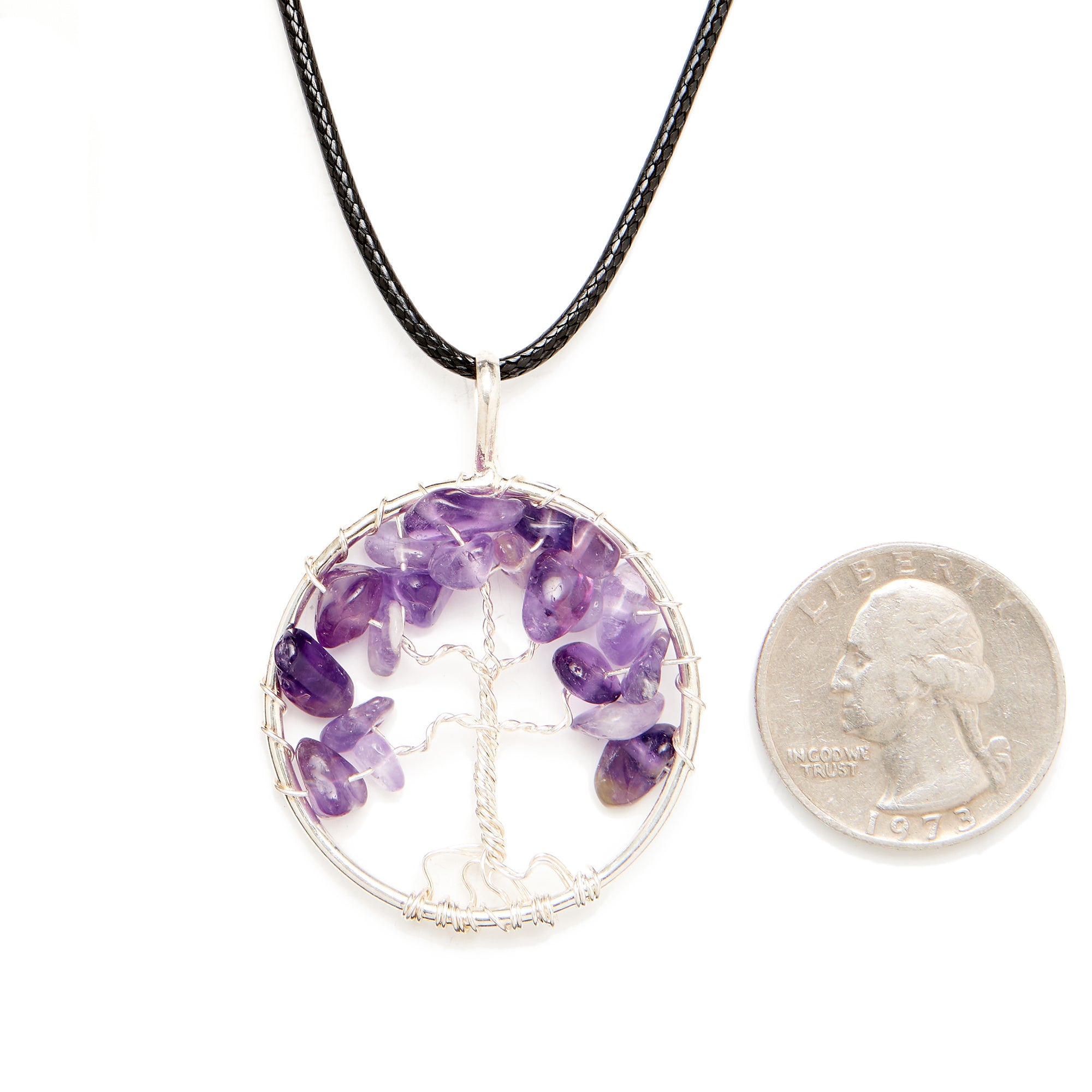 Amethyst Wire-Wrapped Pendant Necklace