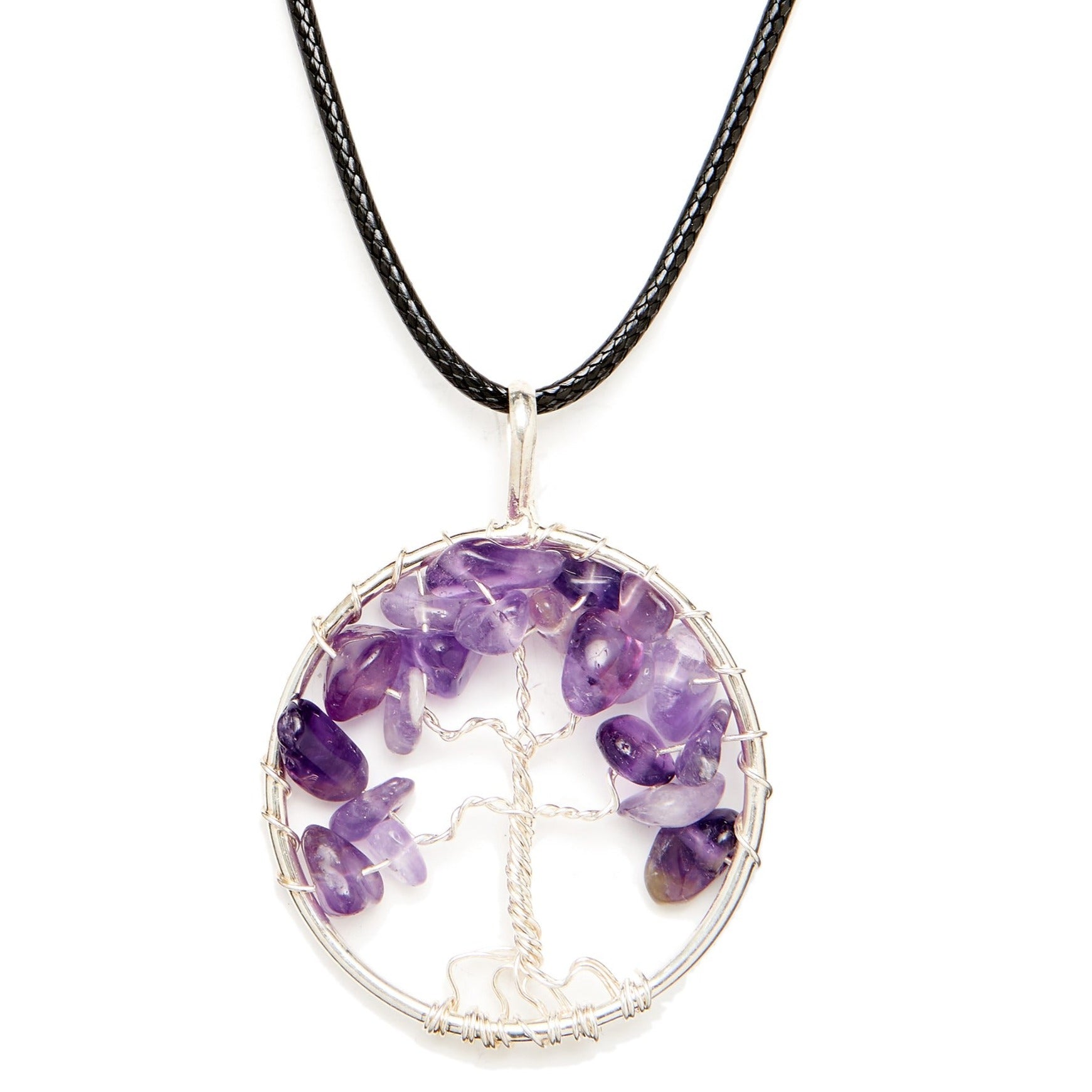 Amethyst Wire-Wrapped Pendant Necklace
