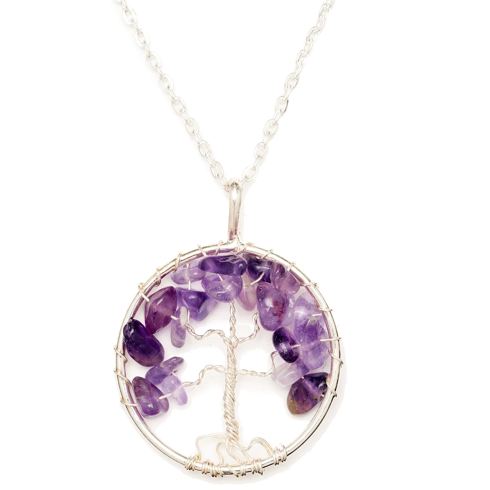 Amethyst Wire-Wrapped Pendant Necklace