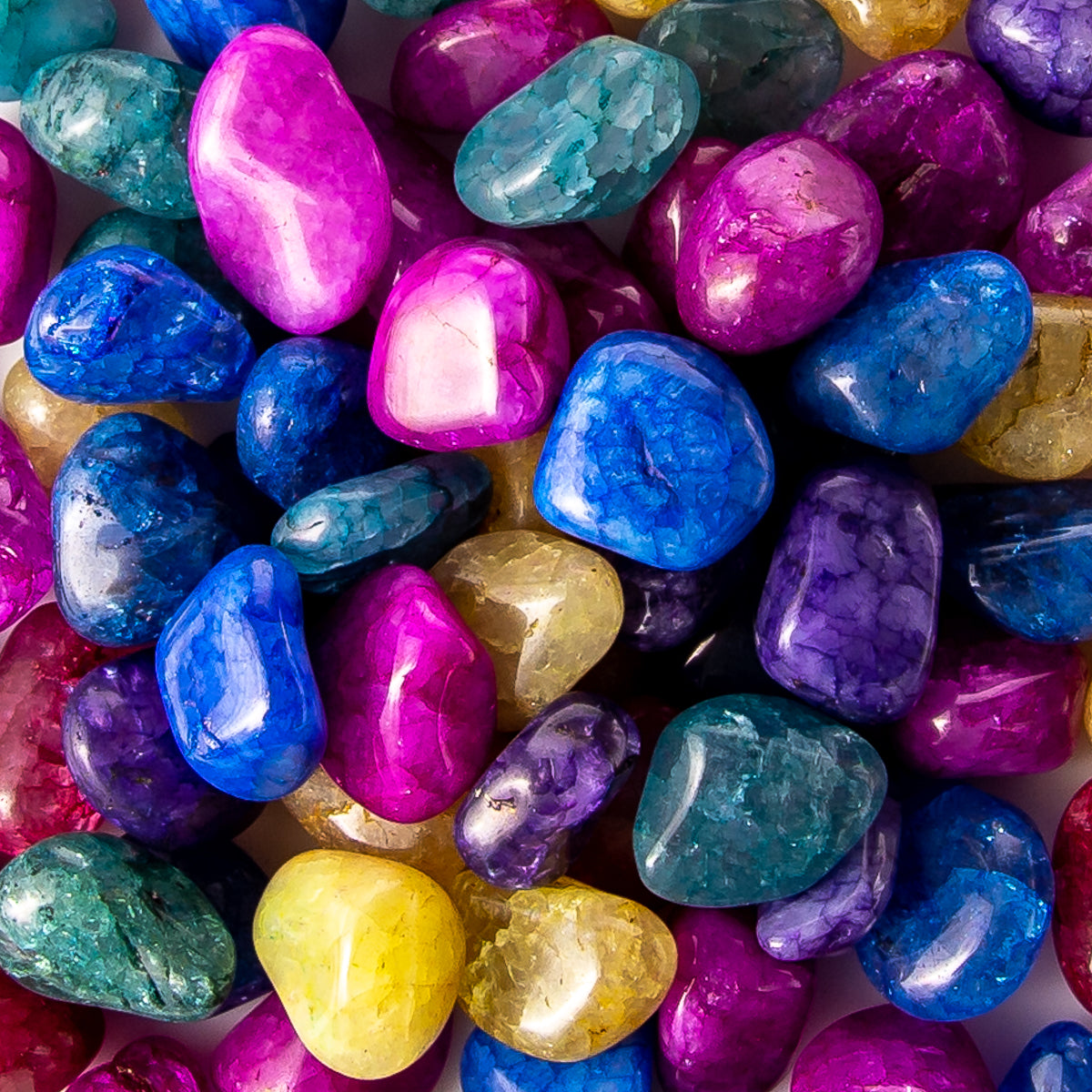 Medium Tumbled Dyed Crackle Quartz Mix