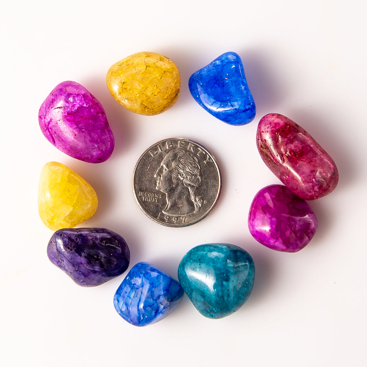 Medium Tumbled Dyed Crackle Quartz Mix