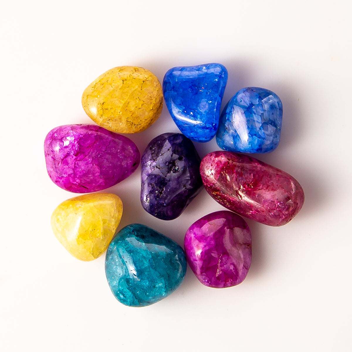 Medium Tumbled Dyed Crackle Quartz Mix