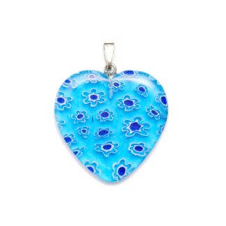 Millefiori Blue Heart Shape Necklace