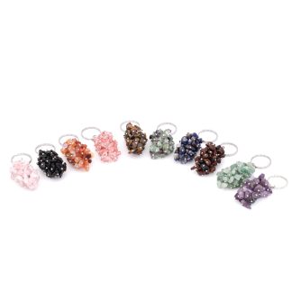 NEW! Gemstone Chip Grape Cluster Keychain