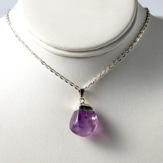Polished Amethyst Necklace Pendant & Chain