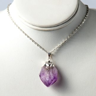 Rough/Raw Amethyst Point Necklace Pendant & Silver Chain