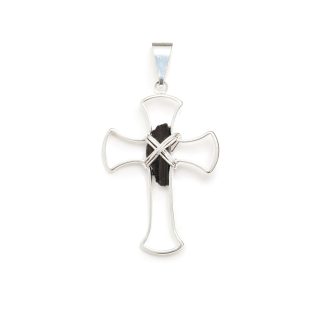 Tourmaline Chunk Cross Necklace